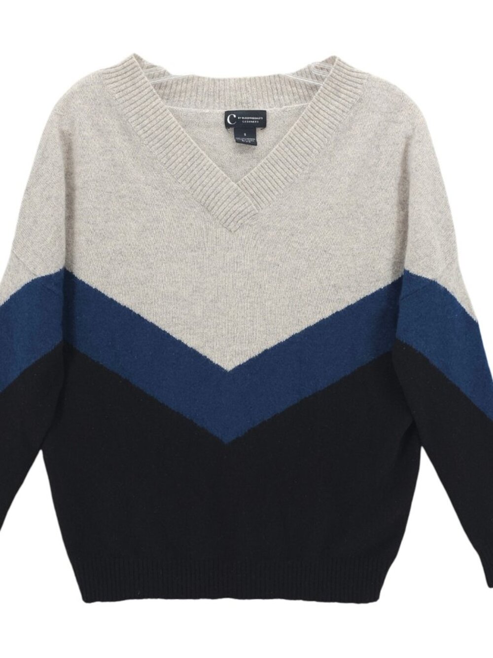 BLOOMINGDALES Women's 100% 2-Ply Cashmere Sweater Colorblock SMALL
